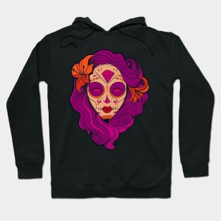 Pink hair Pin-up goth girl graphic design Hoodie